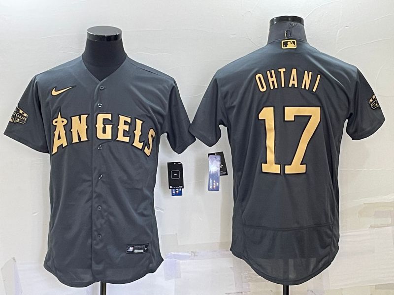 Men Los Angeles Angels #17 Ohtani Grey 2022 All Star Elite Nike MLB Jerseys